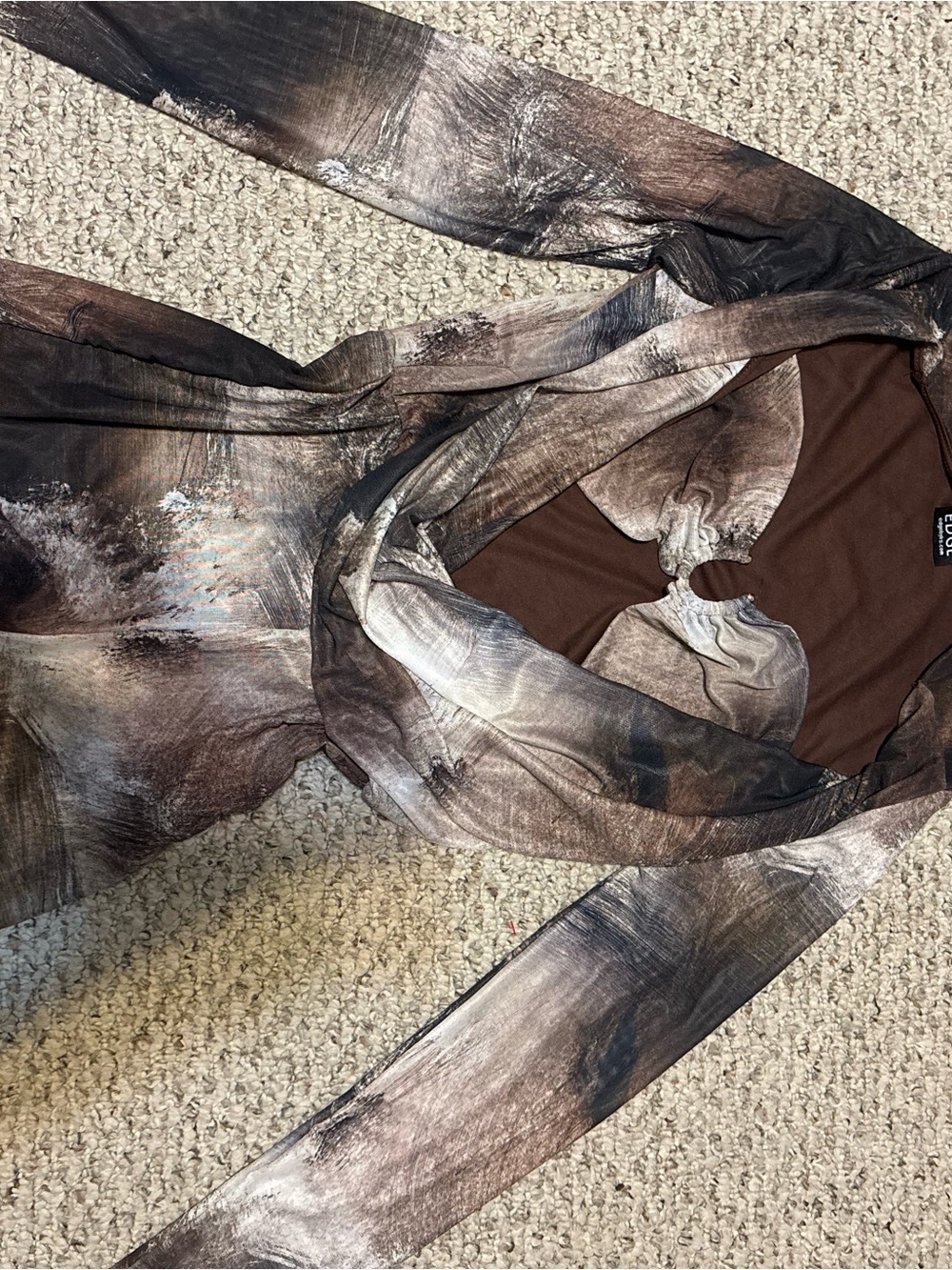 Women’s Long Sleeve Brown Tie-Dye Dress size L